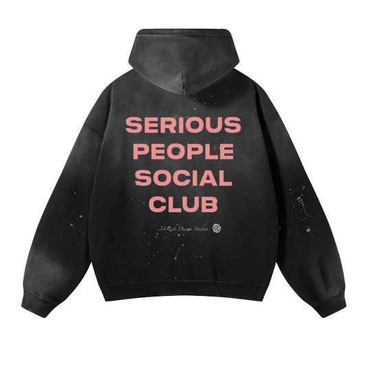 Black "Serious People Social Club" Hoodie