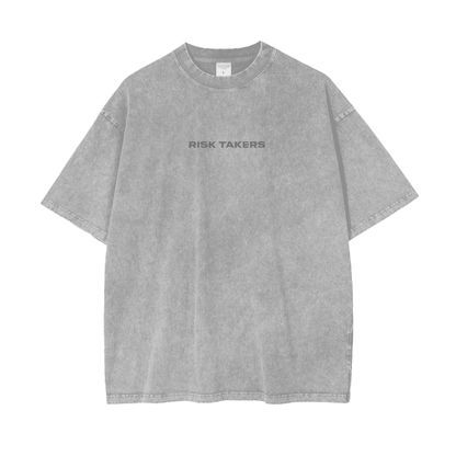 Acid Wash Oversize Gray Ghost "Risk It All" T-Shirt