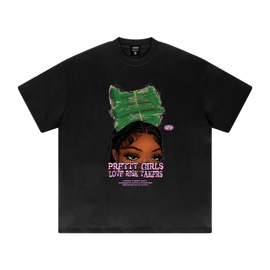 "Pretty Girls Love Risk Takers" Heavyweight Oversized T-Shirt