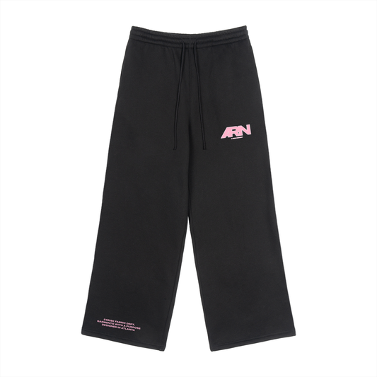 Black "ARN" Straight-Leg Sweatpants