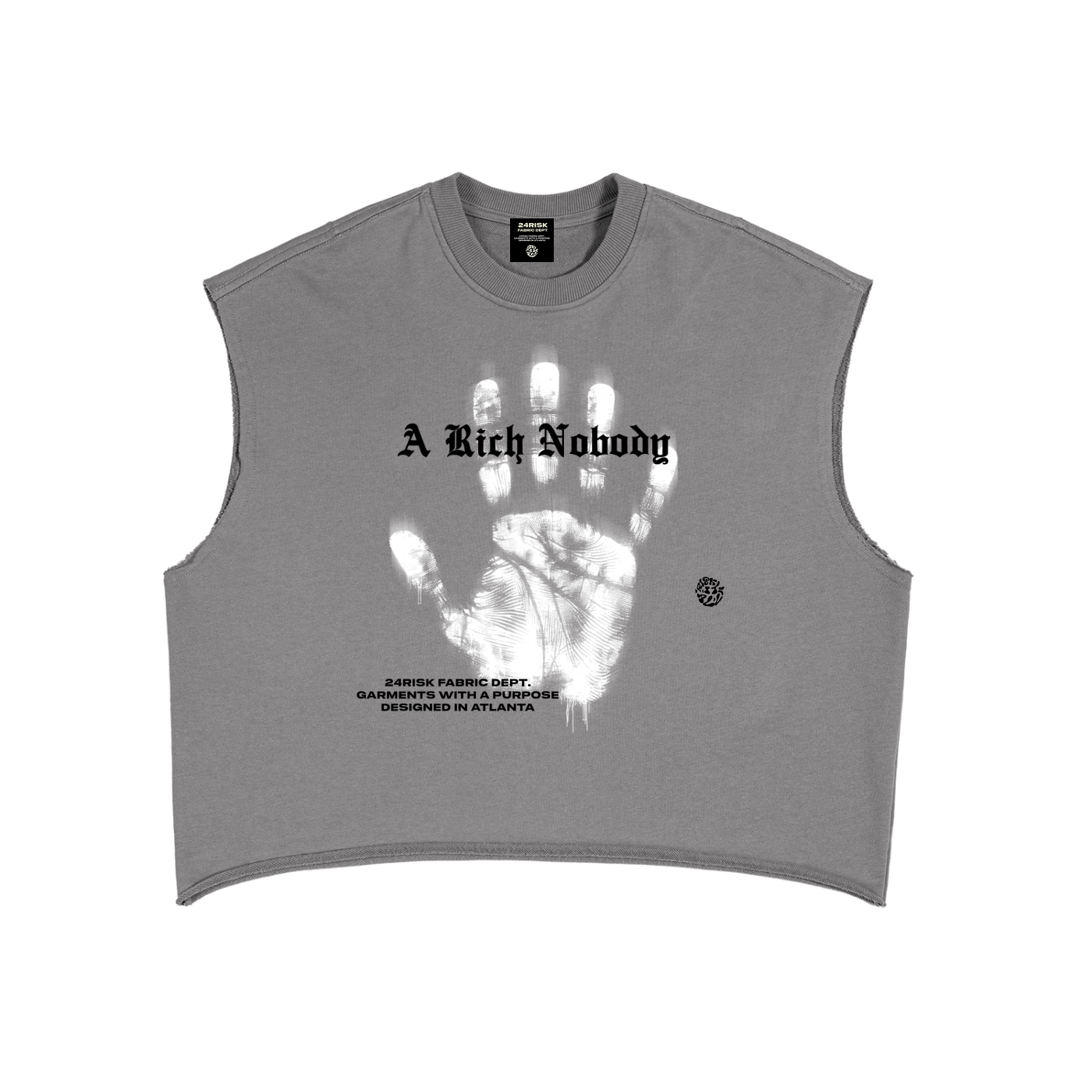 A Rich Nobody Cropped Boxy Tank Top | Heavyweight Cotton Blend Streetwear Tank | 24Risk Fabric Dept.