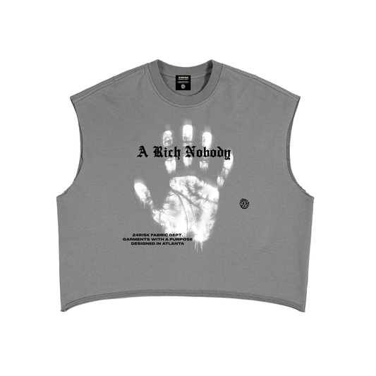 A Rich Nobody Cropped Boxy Tank Top | Heavyweight Cotton Blend Streetwear Tank | 24Risk Fabric Dept.