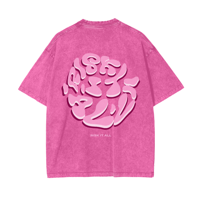 Acid Wash Oversize Pink Panther "Risk It All" T-Shirt