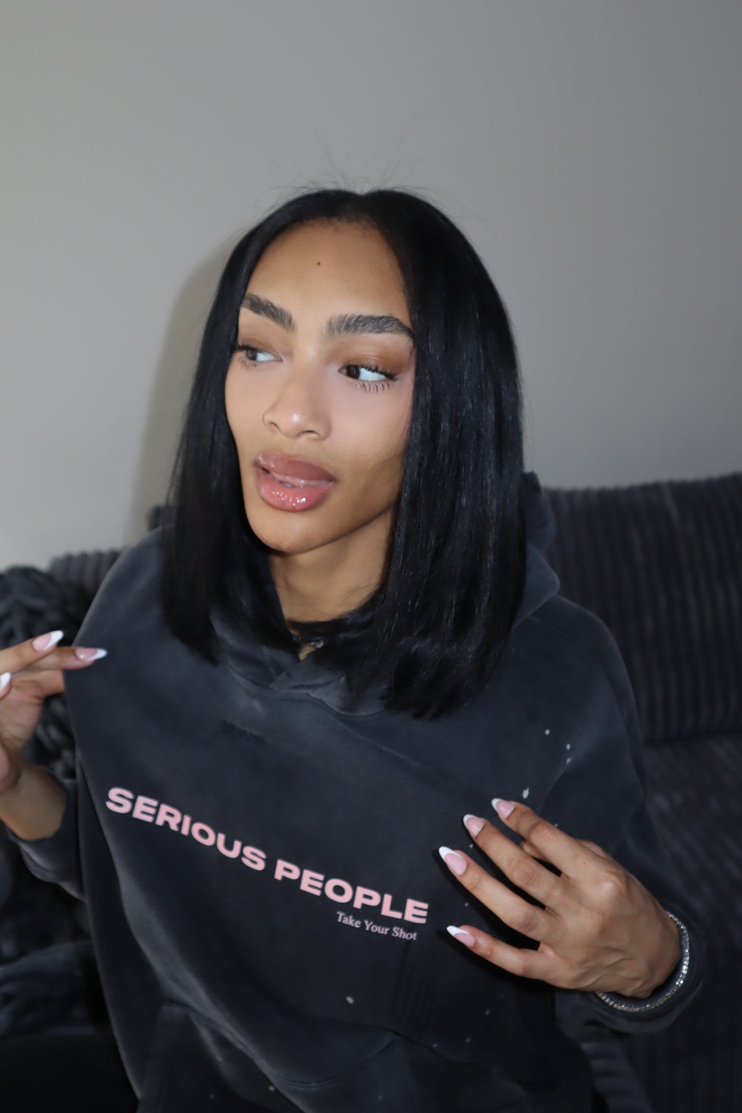 Black "Serious People Social Club" Hoodie