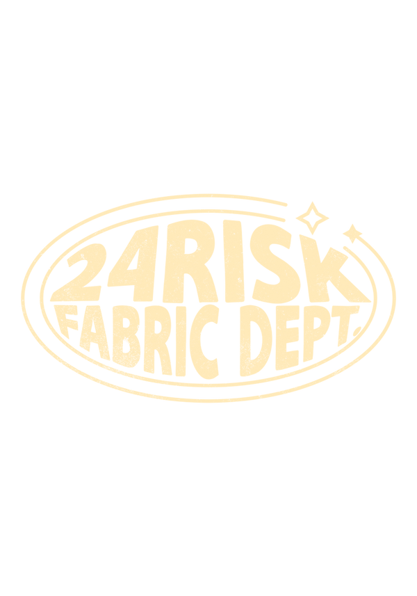 Gold logo of 24risk Fabric Dept on a white background
