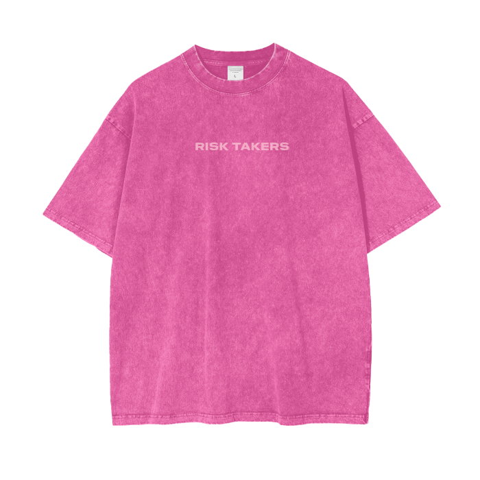 Acid Wash Oversize Pink Panther "Risk It All" T-Shirt