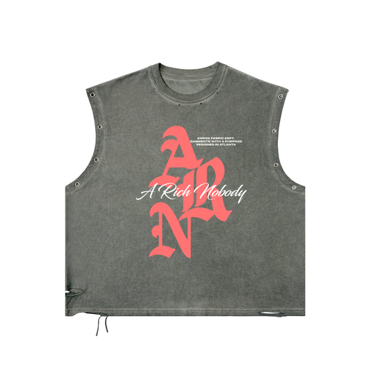 Distressed "A Rich Nobody" Tank Top