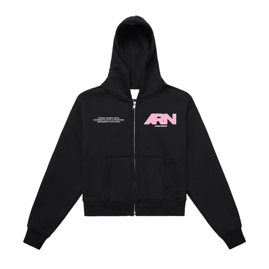 Black "ARN" Cropped Hoodie